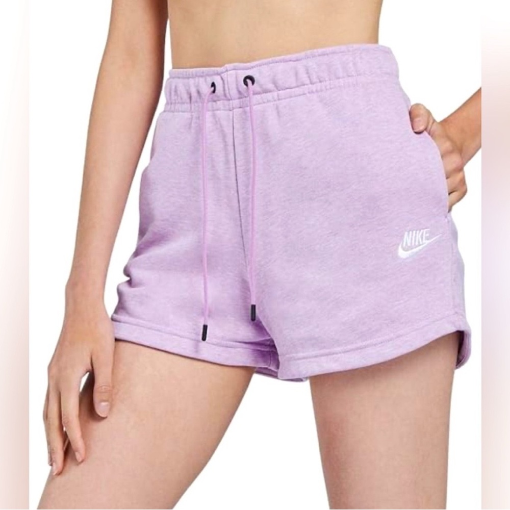 Nike Womens Large Sportswear Essential Shorts Violet Mist Pockets High Rise